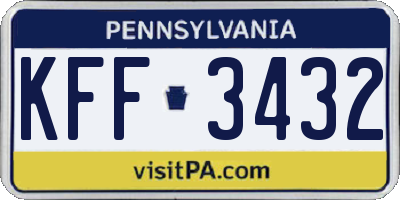 PA license plate KFF3432