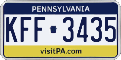 PA license plate KFF3435