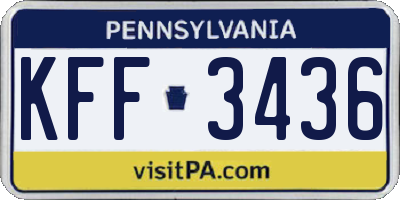 PA license plate KFF3436
