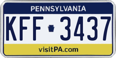 PA license plate KFF3437