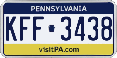PA license plate KFF3438
