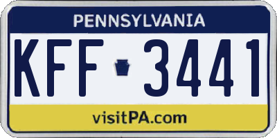 PA license plate KFF3441