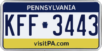 PA license plate KFF3443