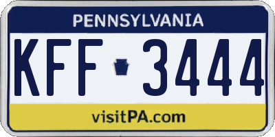 PA license plate KFF3444