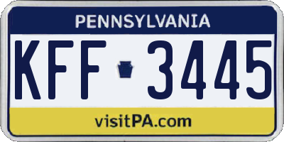 PA license plate KFF3445