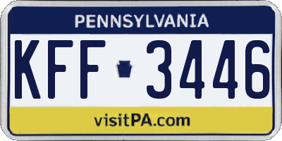 PA license plate KFF3446