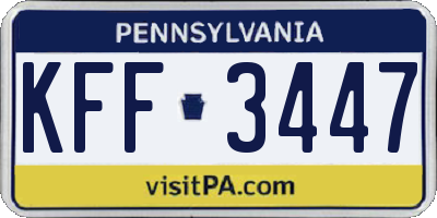 PA license plate KFF3447