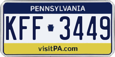 PA license plate KFF3449