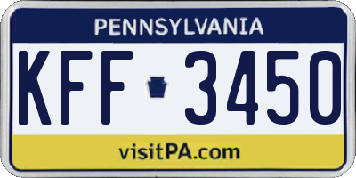 PA license plate KFF3450