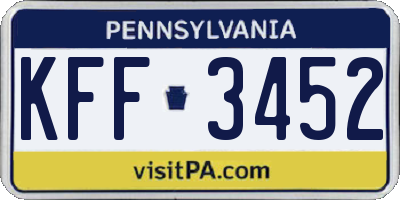 PA license plate KFF3452