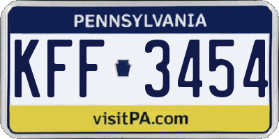 PA license plate KFF3454