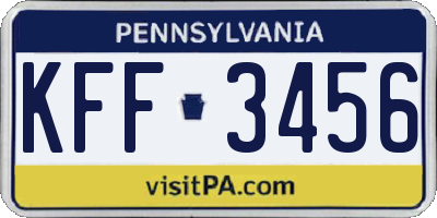 PA license plate KFF3456