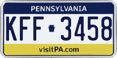 PA license plate KFF3458