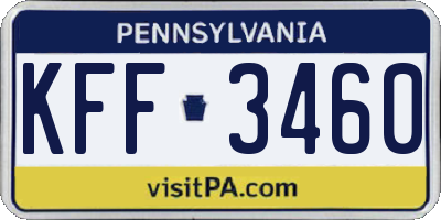 PA license plate KFF3460
