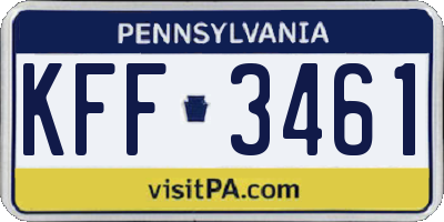 PA license plate KFF3461