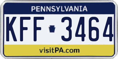 PA license plate KFF3464