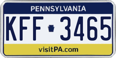 PA license plate KFF3465