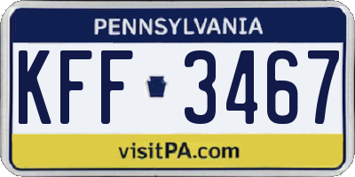 PA license plate KFF3467