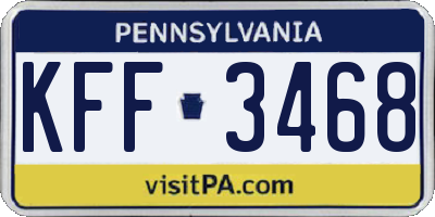 PA license plate KFF3468