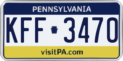 PA license plate KFF3470