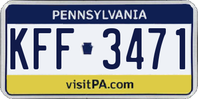 PA license plate KFF3471