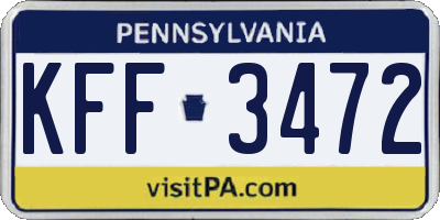 PA license plate KFF3472