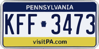 PA license plate KFF3473
