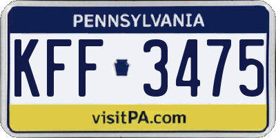 PA license plate KFF3475