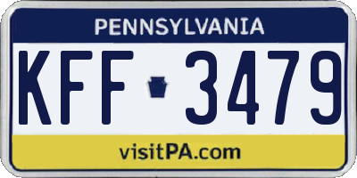 PA license plate KFF3479
