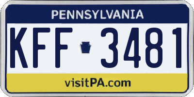 PA license plate KFF3481