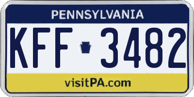 PA license plate KFF3482