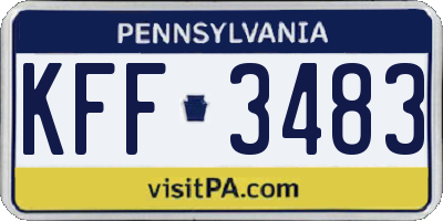 PA license plate KFF3483