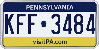 PA license plate KFF3484