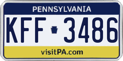 PA license plate KFF3486