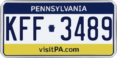 PA license plate KFF3489