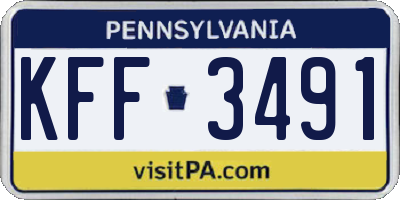 PA license plate KFF3491