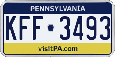 PA license plate KFF3493