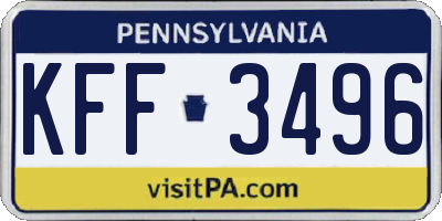 PA license plate KFF3496