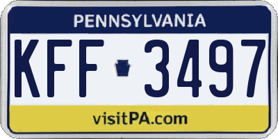 PA license plate KFF3497