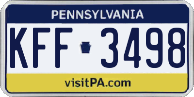 PA license plate KFF3498