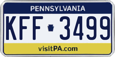 PA license plate KFF3499