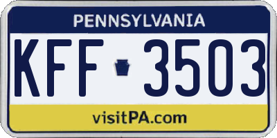 PA license plate KFF3503