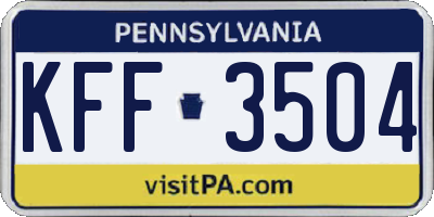 PA license plate KFF3504
