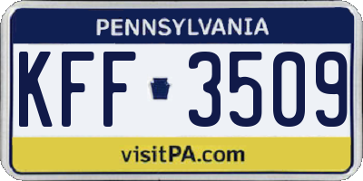 PA license plate KFF3509