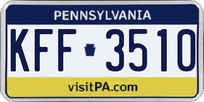 PA license plate KFF3510