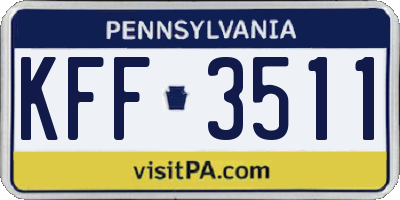 PA license plate KFF3511