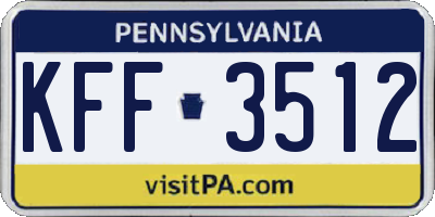 PA license plate KFF3512