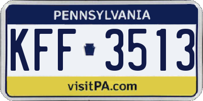 PA license plate KFF3513