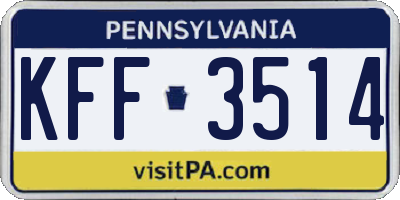 PA license plate KFF3514