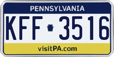 PA license plate KFF3516